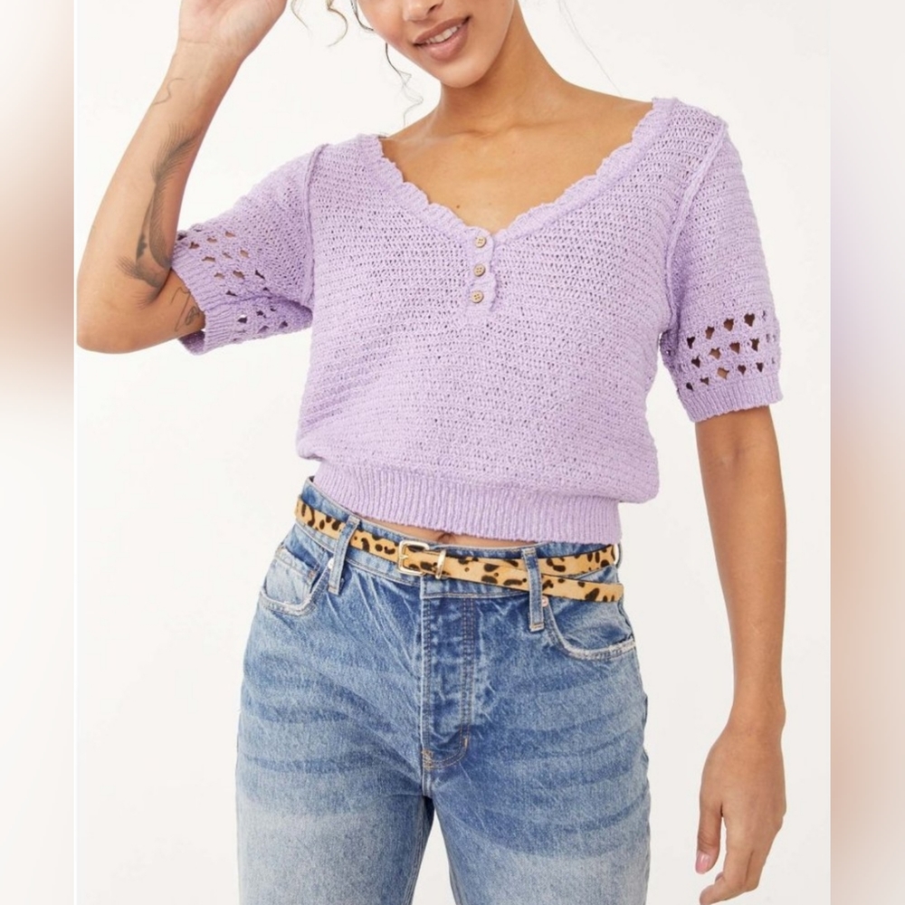Free People Lavender Knit Blouse